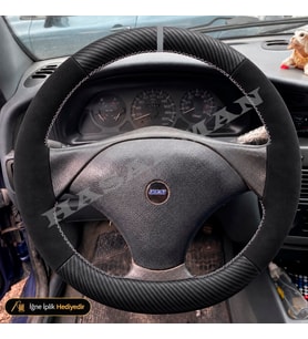 Fiat Marea Dikme Direksiyon Kılıfı Alcantara Süet Mat Karbon Gri Yüzük ve Dikiş HLX-Spor 3 Kollu 1996-2002