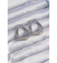 Pirinç Gold Gümüş Renkli Oval Çoklu Görünümlü Küpe TJ-BKP9223