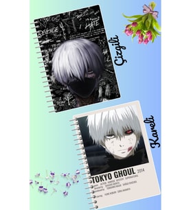 Tokyo ghoul defter seti 2 adet A4 boyutu 21*30 çizgili + kareli 60 syf