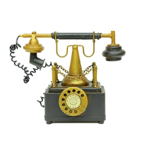 Dekoratif Metal Telefon Kumbaralı Biblo Hediyelik (Siyah)