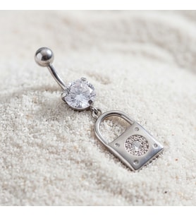 FerizZ 316L Çelik Zirkon Taşlı Kilit Piercing PRC-131