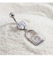 FerizZ 316L Çelik Zirkon Taşlı Kilit Piercing PRC-131