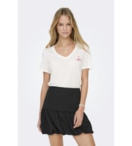 ONLNEW BELLE S/S LOVE V-NECK TOP BOX JRS (Beyaz)