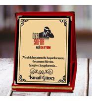 Özel Şoför Baskılı Plaket (1. Tasarım)  Kişiye Özel (Kırmızı)