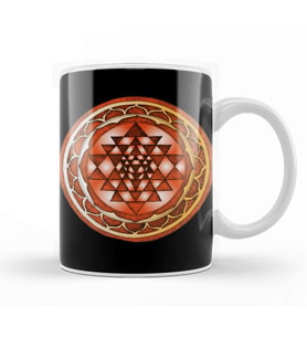 Sri Yantra Mandala Kupa Bardak Porselen