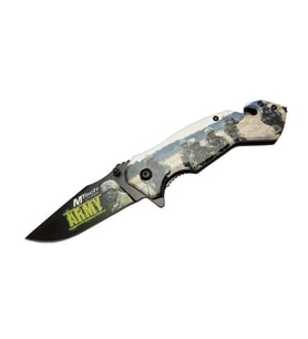 4 23 3 Army Kurtarma / Kamp Çakı 20cm - Yarı Otomatik, Kemerlikli, Cam Kırma Ve İp Kesme Aparatlı