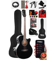 Midex XC-300XBK-EQ Profesyonel Siyah Elektro Akustik Gitar 4/4 Yetişkin Üst Segment (Çanta Capo Askı Jak Kablo Pena)