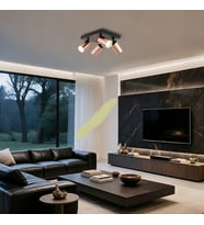 RIOLIGHT MODERN BAKIR HAREKETLİ BAŞLIK SİYAH GÖVDE 4XGU10 LED KARE SPOT AVİZE(AMPÜL DAHİLDİR)