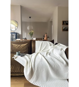 CHUBA HOME Dokulu Tv Battaniyesi - Koltuk Şalı (130cmx170cm) Beyaz CHOME101