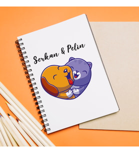 Kedi Köpek Tasarımlı Defter Kişiye Özel