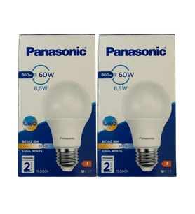 Panasonic 8,5W (60W) 6500K (Beyaz Işık) E27 Duylu Led Ampul (2 Adet)