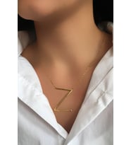Gold Iri Plaka Harf Kolye Z Harfi