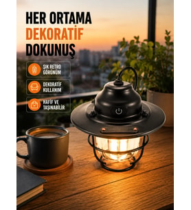 Hafif ve Taşınabilir Retro Tasarım Kamp Lambası