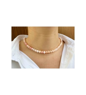Pembe Opal Taşı Doğaltaş Kolye 8 Mm