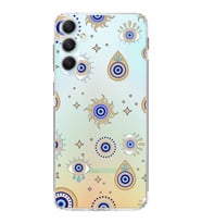 PrintiFy Samsung Galaxy A34 ile Uyumlu Nazar Boncuğu 5  Kamera Korumalı Şeffaf Silikon Kılıf