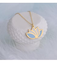Mineli Mavi Lotus Kolye (Gold)