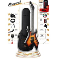 Maxword GT-Line-SB Profesyonel Warlock Kasa HH Elektro Gitar Seti Sunburs