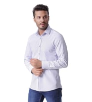 Erkek Baskılı Uzun Kollu Gömlek (Saks)