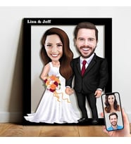 kişiye özel karikatür tablo gelin damat