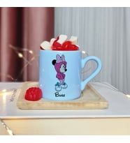 Minnie Mouse Tasarımlı Kişiye Özel Mavi Türk Kahvesi Fincanı