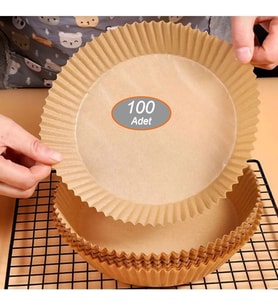 100ADET 16X20cm Airfryer Pişirme Kağıdı Hava Fritözü Xiaomi Philips Yağsız Kağıt