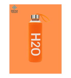 H2o Kılıflı Pipetli Cam Matara 500 ML