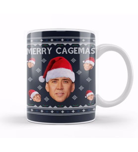 Merry Cagemas Christmas Nicolas Cage Knit Kupa Bardak Porselen