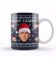 Merry Cagemas Christmas Nicolas Cage Knit Kupa Bardak Porselen