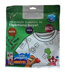 Kalem Hediyeli Boyanabilir Tişört 6-7 Yaş