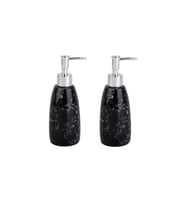 BANYO SETİ MERMER DESENLİ SİYAH SIVI SABUNLUK 2 ADET 8X8X17CM 300ML