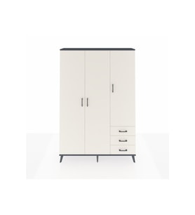 Arges Gardrop 6 Raflı 3 Çekmeceli Tek Askılı 132x30x195 Antrasit-Aytaşı