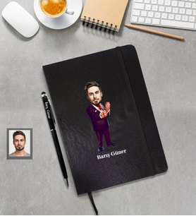 Kişiye Özel Kabadayı Karikatürlü Siyah Defter Touchpen Kalem Hediye Seti Bay-1