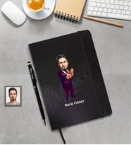 Kişiye Özel Kabadayı Karikatürlü Siyah Defter Touchpen Kalem Hediye Seti Bay-1