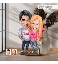 BK Gift Kişiye Özel Sevgililer Karikatürlü Büyük Boy Ahşap Biblo-5 Arkadaşa Hediye , Sevgiliye Hediye, Kişiye Özel Biblolar