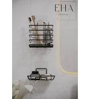 Yapışkanlı Siyah Diş Fırçalık Ve Katı Sabunluk 2li Set Banyo Düzenleyici