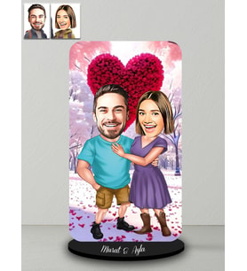 Kişiye Özel Sevgililer Günü Karikatür Ahşap Biblo Model 1-2