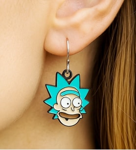 Rick and Morty Kafası Şekilli Mineli Kadın Küpe Çift Adet El Yapımı Küpe