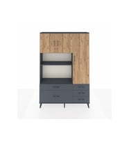 Arges Dolap 7 Raflı 5 Çekmeceli 3 Kapaklı 132x30x195 Antrasit-Çam/Antrasit
