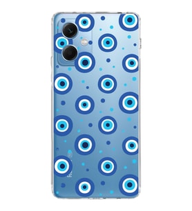 PrintiFy Xiaomi Redmi Note 12 5G ile Uyumlu 1mm Slim Fit Nazar Boncuğu 1 Baskılı Şeffaf  Kılıf