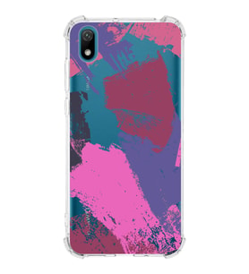 Huawei Y5 2019 Uyumlu Köşe Korumalı Antişok Kapak Brushstroke Tasarımlı Şeffaf Silikon Kılıf