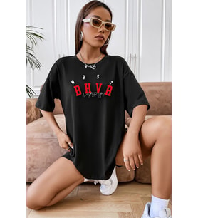 Unisex Bhvr  Baskılı T-shirt (Siyah)