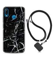 Huawei P20 Lite Mate 10 20 Lite Pro P40 Lite KılıfBoyun Askılı Silikon Black Marble 3 1382