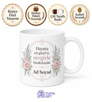 İsimli Kişiye Özel Baskılı Kupa Bardak Hediye Porselen Mug Tasarım
