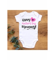 Happy Mothers Day Pembe Organik Baskılı Çıtçıtlı Body
