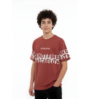 Erkek Çocuk T-Shirt--Geniş Kalıp-Yazı Baskılı-12-16 Yaş 12527 MODANINO (Açık Kahve)