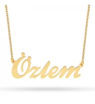 Kişiye Özel Yatay İsim Gümüş Kolye (Gold)