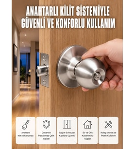 Es Güvenli Topuzlu Kapı Kilidi