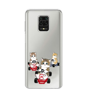 Redmi Note 9 Pro / 9s Uyumlu Kediler Araba Tasarımlı Şeffaf Telefon Kılıfı