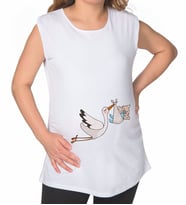 BK Gift Bebek Tasarımlı Beyaz Sıfır Kol Hamile Tişört-3, Hamile Giyim, Eşe Hediye