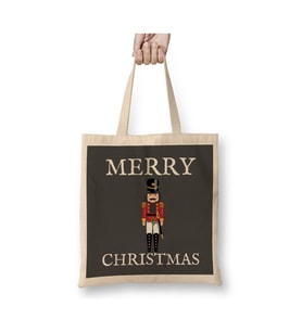 Merry Christmas Nutcracker Christmas Yılbaşı Beyaz Bez Çanta Uzun Saplı Alışveriş Çantası